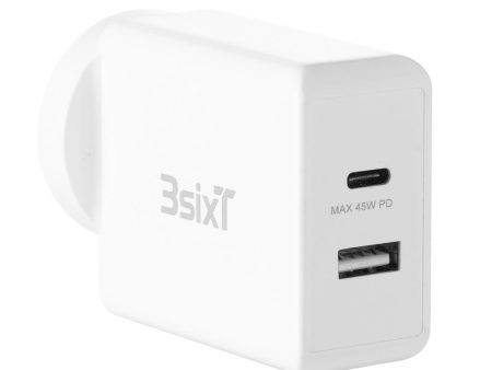 3SixT ANZ 45W USB-C PD + 2.4A Wall Charger - White Supply