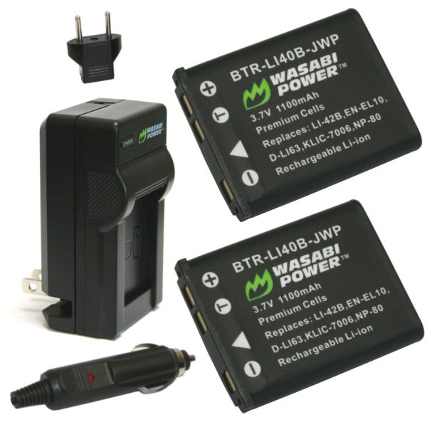 Kodak KLIC-7006, LB-012 Battery (2-Pack) and Charger by Wasabi Power Hot on Sale