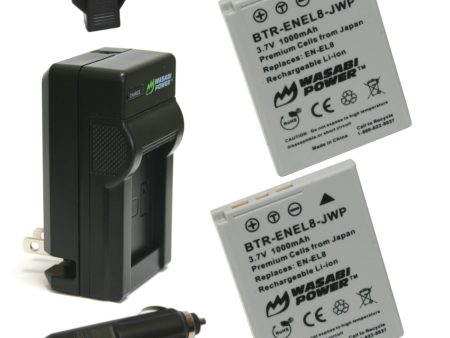 Nikon EN-EL8 Battery (2-Pack) and Charger by Wasabi Power Online