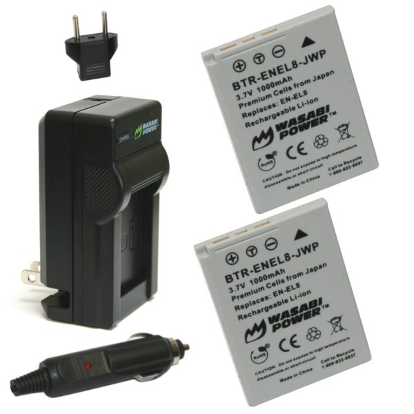 Nikon EN-EL8 Battery (2-Pack) and Charger by Wasabi Power Online