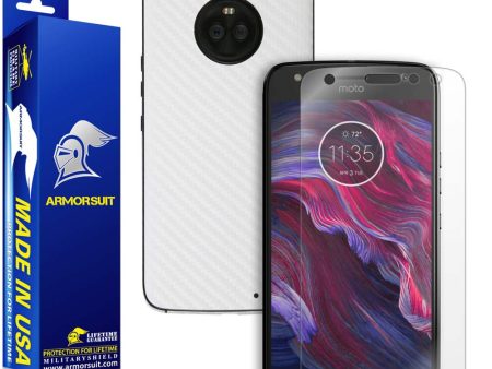 Motorola Moto X4 Screen Protector + White Carbon Fiber Skin Fashion