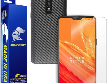 OnePlus 6 Screen Protector + Black Carbon Fiber Skin Online Sale