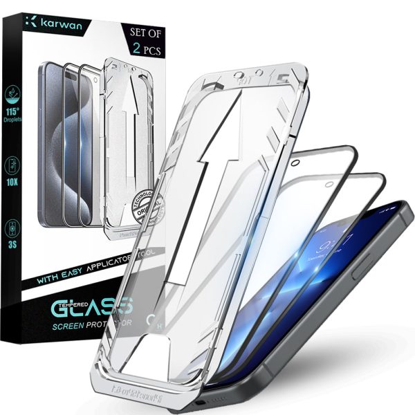 Premium Tempered Glass for iPhone 13 Pro Max| Bubble-Free Easy Applicator | Pack of 2 | For Sale