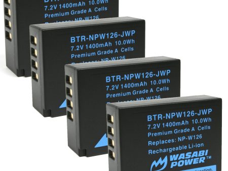 Fujifilm NP-W126, NP-W126S Battery (4-Pack) by Wasabi Power Supply