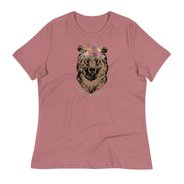 Women s Relaxed T-Shirt Bear Flower Crown Supply