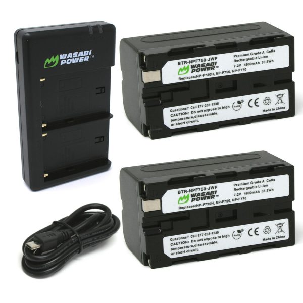 Sony NP-F730, NP-F750, NP-F760, NP-F770 (L Series) Battery (2-Pack) and Dual Charger by Wasabi Power Supply