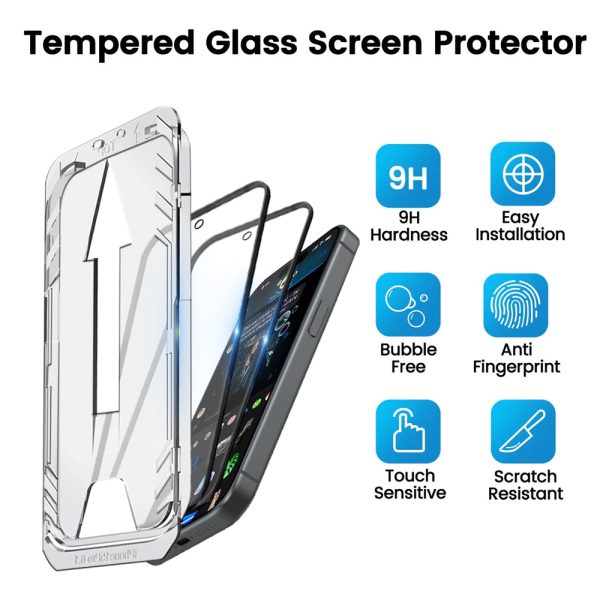 Premium Tempered Glass for iPhone 16 Pro| Bubble-Free Easy Applicator | Pack of 2 | Online Sale