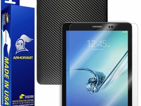 Samsung Galaxy Tab S2 9.7 Screen Protector + Black Carbon Fiber Skin Hot on Sale