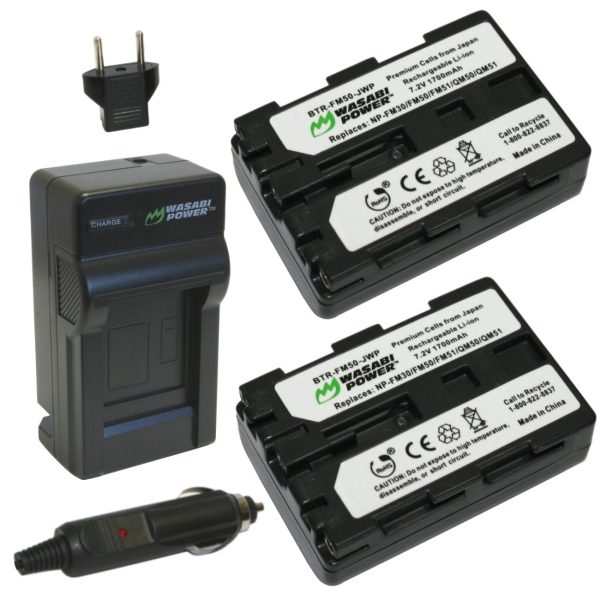 Sony NP-FM50 Battery (2-Pack) and Charger by Wasabi Power Cheap