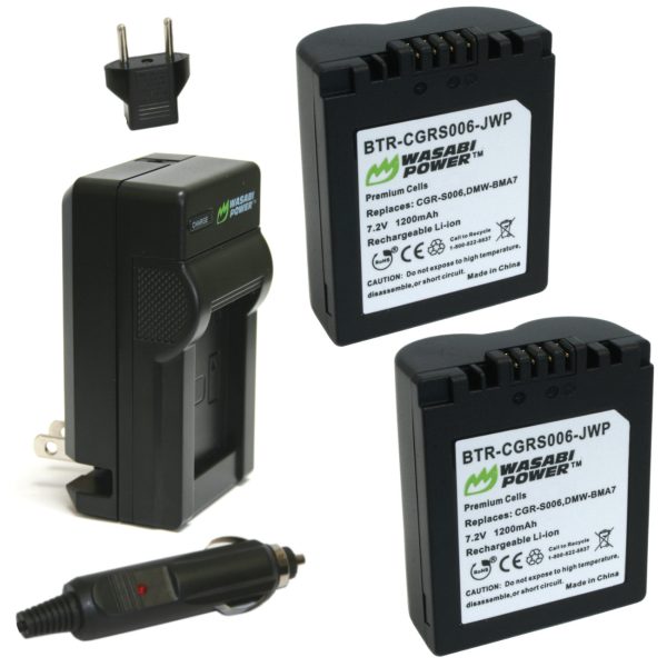 Panasonic CGR-S006, CGA-S006, DMW-BMA7 Battery (2-Pack) and Charger by Wasabi Power For Cheap