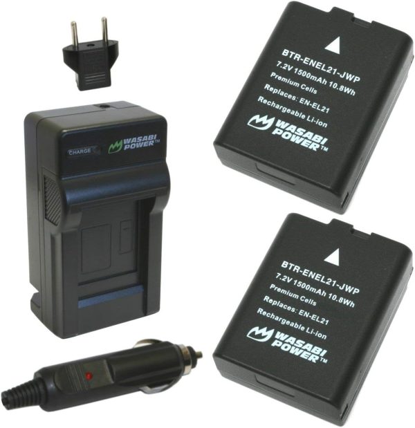 Nikon EN-EL21, MH-28 Battery (2-Pack) and Charger by Wasabi Power Online