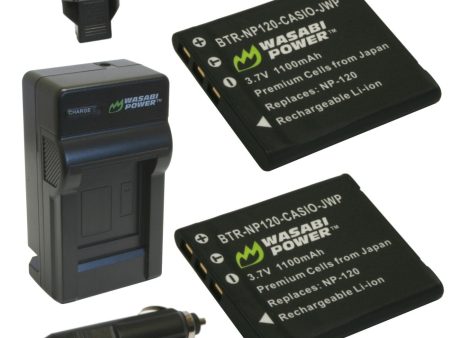 Casio NP-120 Battery (2-Pack) and Charger by Wasabi Power Hot on Sale