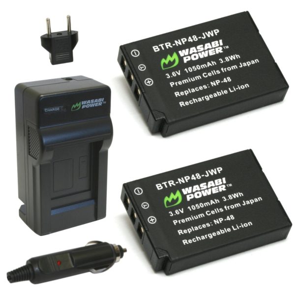 Fujifilm NP-48 Battery (2-Pack) and Charger by Wasabi Power For Discount