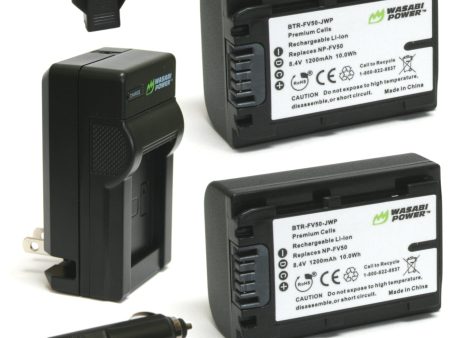 Sony NP-FV30, NP-FV40, NP-FV50 Battery (2-Pack) and Charger by Wasabi Power For Cheap