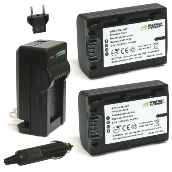 Sony NP-FV30, NP-FV40, NP-FV50 Battery (2-Pack) and Charger by Wasabi Power For Cheap