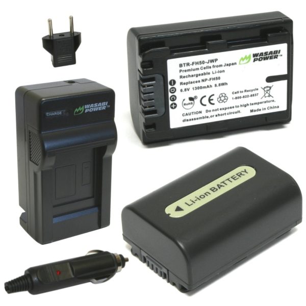 Sony NP-FH50 Battery (2-Pack) and Charger by Wasabi Power Online Hot Sale