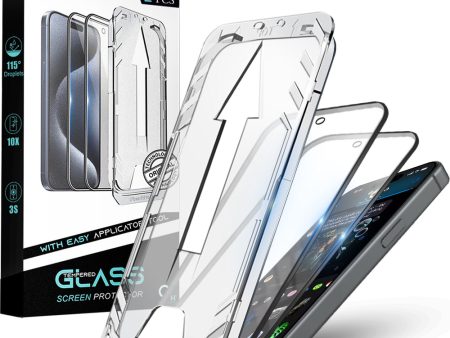 Premium Tempered Glass for iPhone 14 Pro Max| Bubble-Free Easy Applicator | Pack of 2 | Online Hot Sale