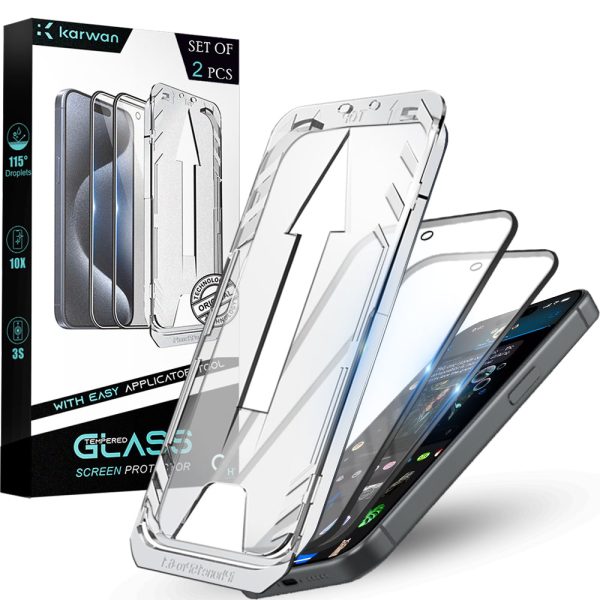 Premium Tempered Glass for iPhone 14 Pro Max| Bubble-Free Easy Applicator | Pack of 2 | Online Hot Sale