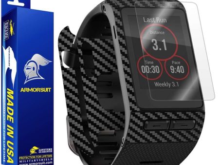 Garmin Vivoactive HR Screen Protector + Black Carbon Fiber Skin on Sale