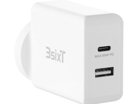 3sixT ANZ 65W USB-C PD + 2.4A Wall Charger - White Online Hot Sale