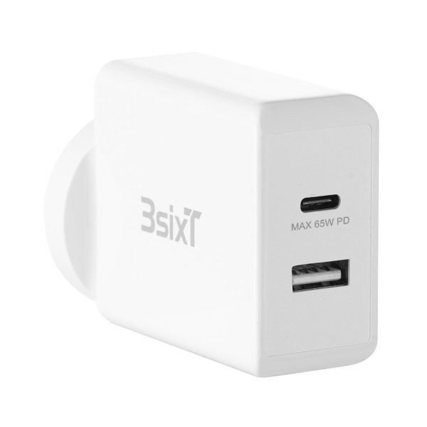 3sixT ANZ 65W USB-C PD + 2.4A Wall Charger - White Online Hot Sale