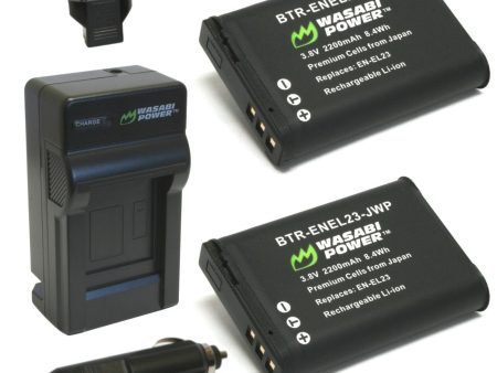 Nikon EN-EL23 Battery (2-Pack) and Charger by Wasabi Power Supply