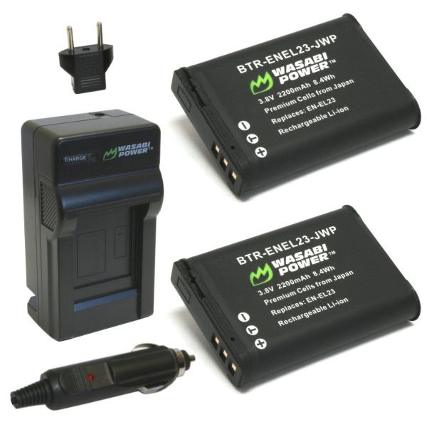 Nikon EN-EL23 Battery (2-Pack) and Charger by Wasabi Power Supply