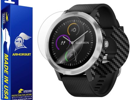 Garmin Vivoactive 3 Screen Protector + Black Carbon Fiber Skin Sale