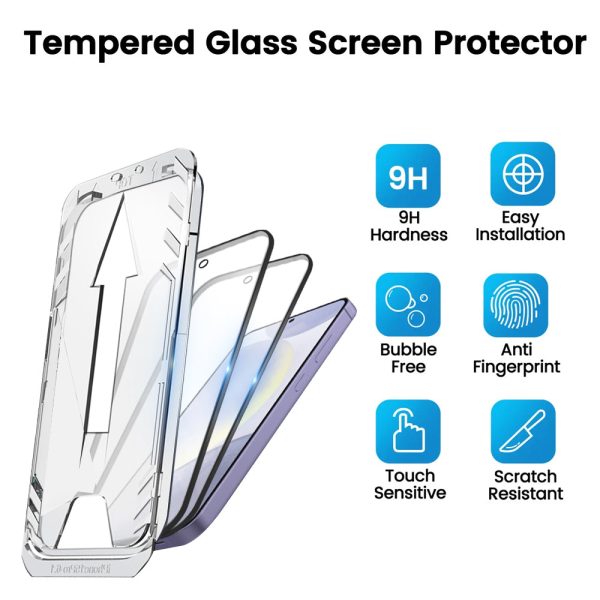 Premium Tempered Glass for Samsung S24| Bubble-Free Easy Applicator | Pack of 2 | on Sale