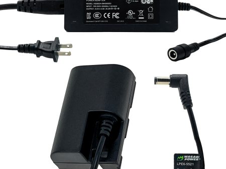 Canon LP-E6, DR-E6 DC Coupler with AC Power Adapter by Wasabi Power Hot on Sale