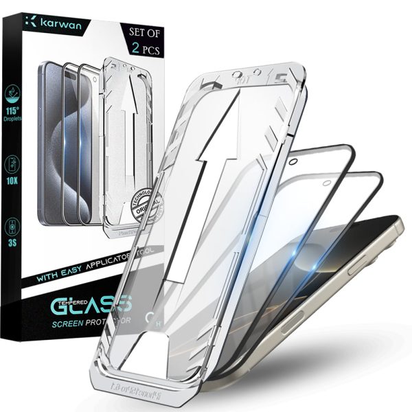 Premium Tempered Glass for iPhone 16| Bubble-Free Easy Applicator | Pack of 2 | Discount