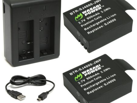 SJCAM SJ4000, SJ5000 Battery (2-Pack) and Dual Charger by Wasabi Power For Discount