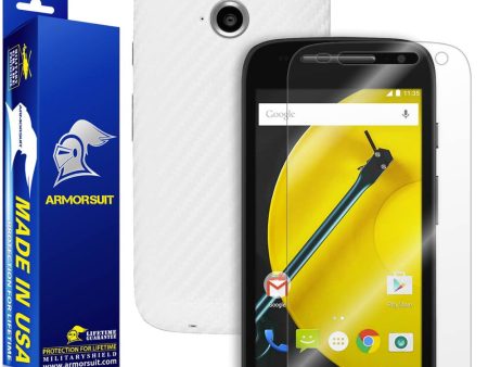 Motorola Moto E (2nd Gen, 2015) Screen Protector + White Carbon Fiber Skin Online now