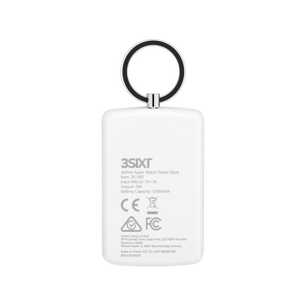 3sixT JetPak Apple Watch Power Bank Keyring 1000mAh Watch Series 6 SE 5 4 3 2 Supply