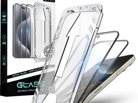 Premium Tempered Glass for iPhone 16 Pro| Bubble-Free Easy Applicator | Pack of 2 | Online Sale