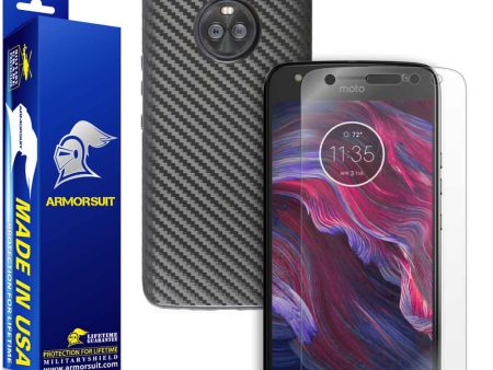 Motorola Moto X4 Screen Protector + Black Carbon Fiber Skin Fashion