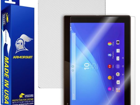 Sony Xperia Z4 Tablet Screen Protector + White Carbon Fiber Skin Hot on Sale