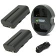 Sony NP-F330, NP-F530, NP-F550, NP-F570 (L Series) Battery (2-Pack) and Dual Charger by Wasabi Power Online Sale