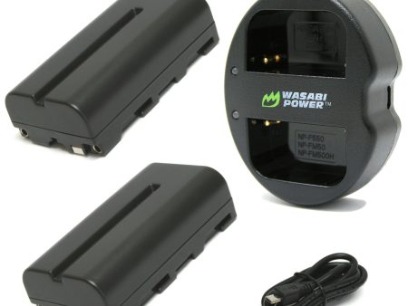 Sony NP-F330, NP-F530, NP-F550, NP-F570 (L Series) Battery (2-Pack) and Dual Charger by Wasabi Power Online Sale