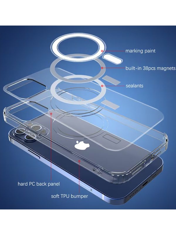 Magsafe Transparent Mobile Back Case For iPhone 15 Pro Max on Sale