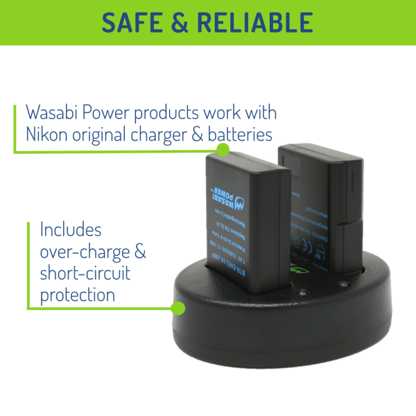 Nikon EN-EL14, EN-EL14a Battery (2-Pack) and Dual Charger by Wasabi Power on Sale