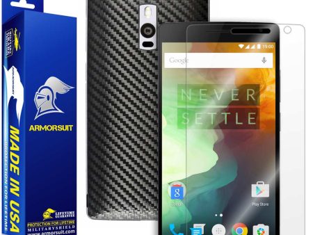 OnePlus 2 Screen Protector + Black Carbon Fiber Skin Online now