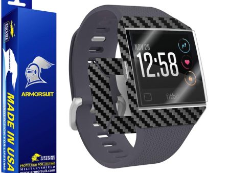 Fitbit Ionic Screen Protector + Black Carbon Fiber Skin Hot on Sale