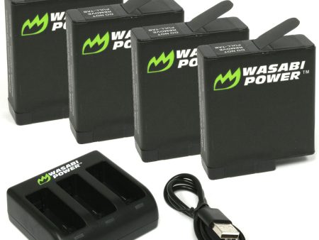 GoPro HERO7 Black, HERO6, HERO5 Battery (4-Pack) and Triple Charger by Wasabi Power Online now