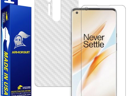 OnePlus 8 Screen Protector + White Carbon Fiber Skin For Cheap