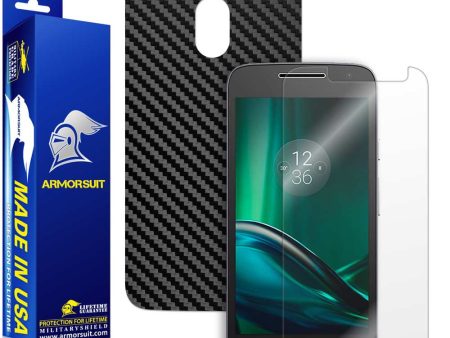 Motorola Moto G4 Play Screen Protector + Black Carbon Fiber Skin Online Sale