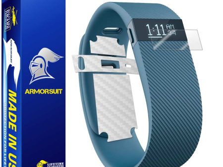 Fitbit Charge Screen Protector + White Carbon Fiber Skin Sale