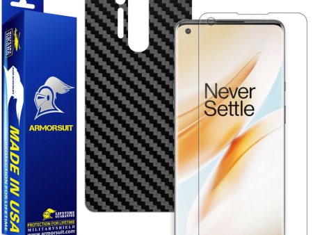 OnePlus 8 Screen Protector + Black Carbon Fiber Skin Fashion