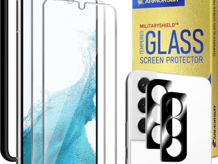 ArmorSuit 2 Pack Glass Screen Protector for Samsung S22 + Camera Lenses Supply