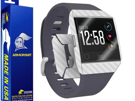 Fitbit Ionic Screen Protector + White Carbon Fiber Skin Sale